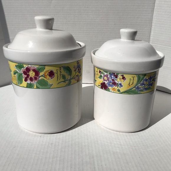 Set Of 2 Furio Home Ceramic “Crème Brûlée” Canisters - Picture 2 of 13